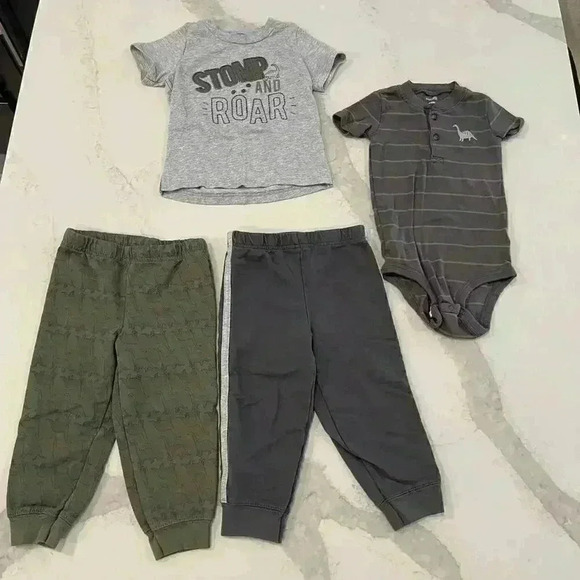 Boy’s Simple Joys by Carter Dinosaur Set of 24 Month Clothing - 2 Pants/2 Shirts - Picture 1 of 7